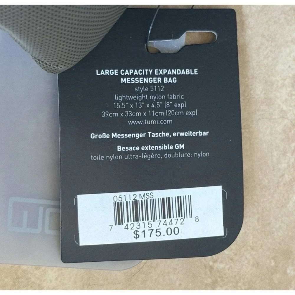 TUMI T-Tech Crossbody Messenger Large Expandable Laptop Carry Bag 5112 NWT